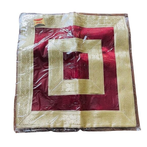 Hollywood Regency Decorative Pillow Shams Gold Burgundy Home Deco Square u - Picture 3 of 5